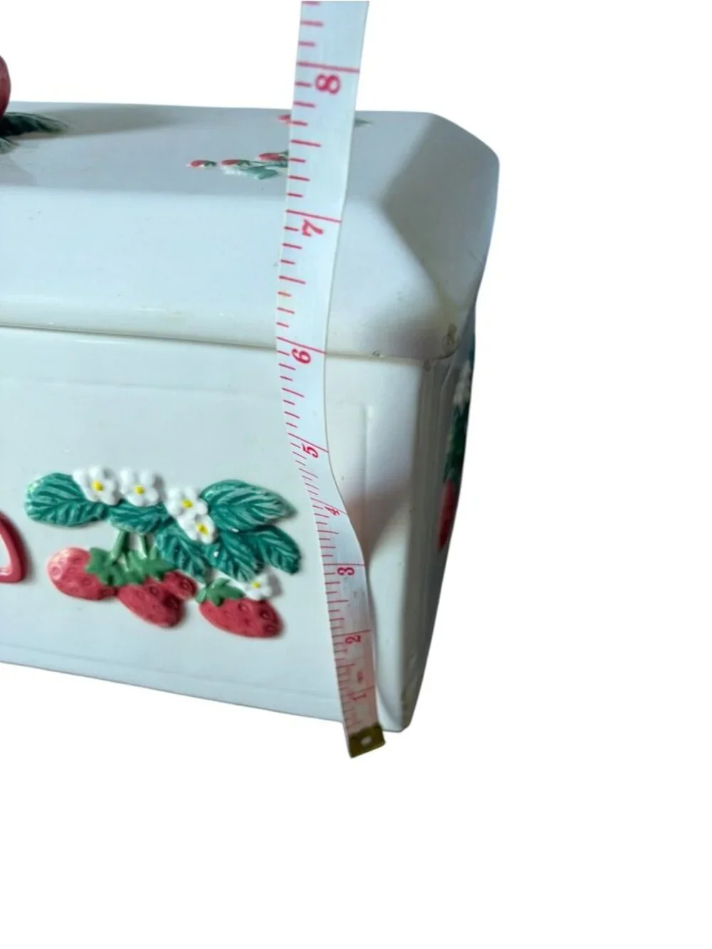 strawberry vintage ceramic bread box cottage core hand painted Country kitchen